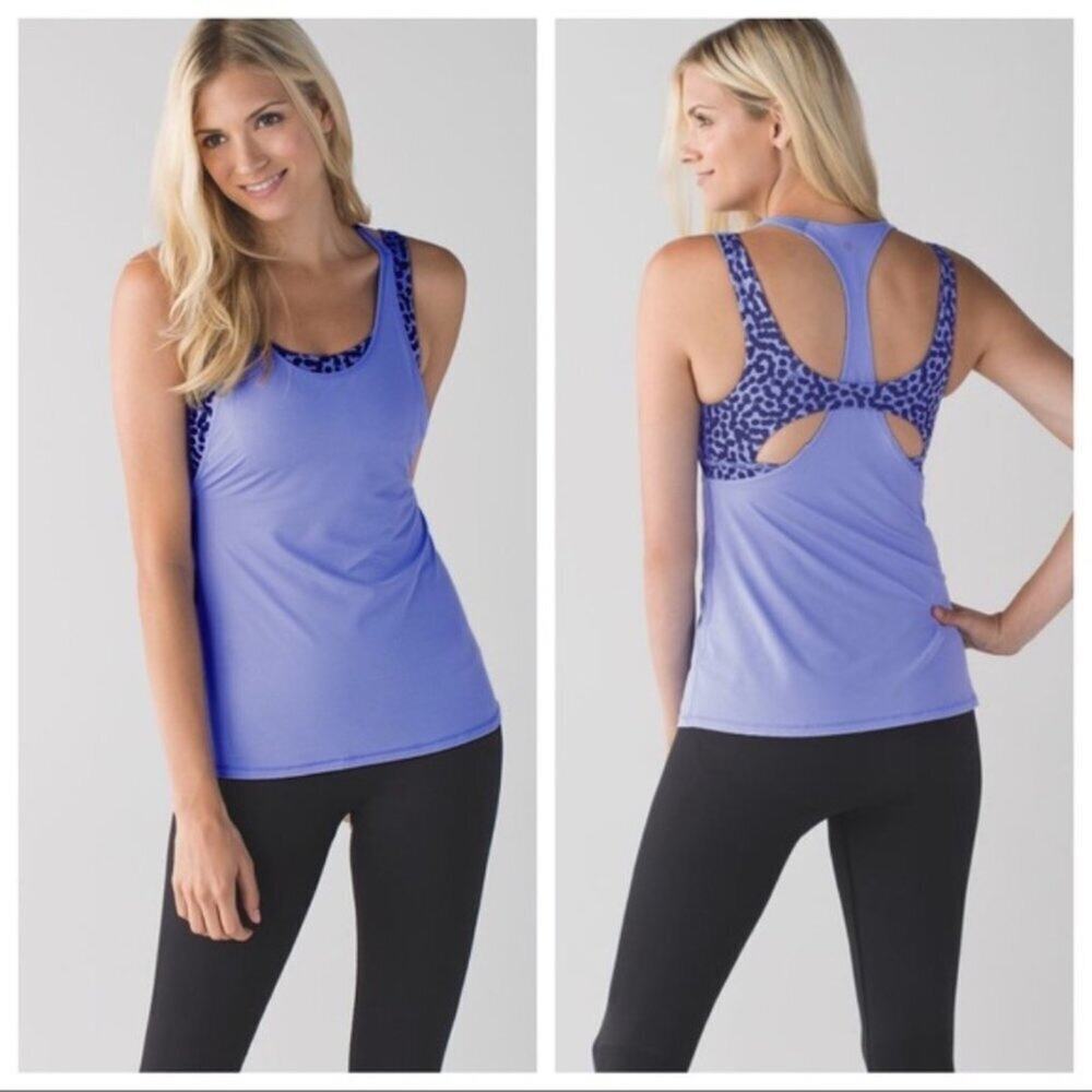 Lululemon All Sport Support Tank Top Ace Spot Lullaby Black sz 4